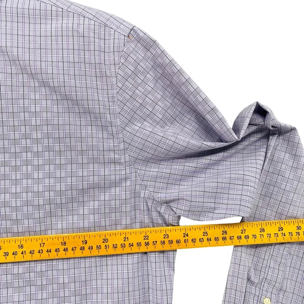 Banana Republic Mens XL NonIron Tailored Slim Fit Purple Check Button Down Shirt